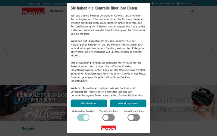 Screenshot of makita.de