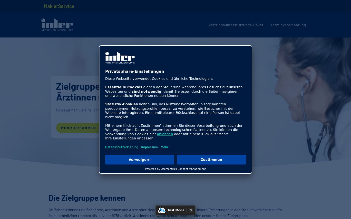 Skjermbilde av samtykkebanneret slik det vises før noen interaksjon