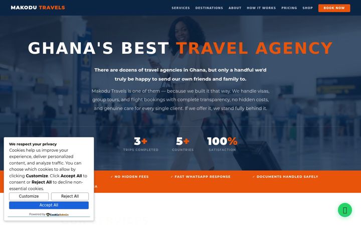 Screenshot of makodutravels.com
