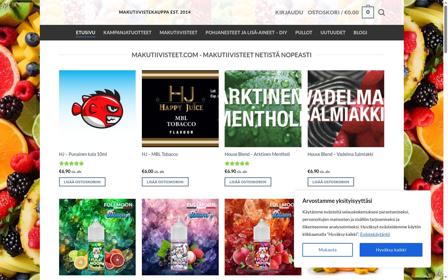 Screenshot del banner di consenso mostrato prima di qualsiasi interazione