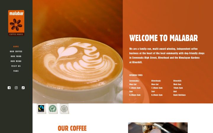 Screenshot of malabarcoffee.co.uk