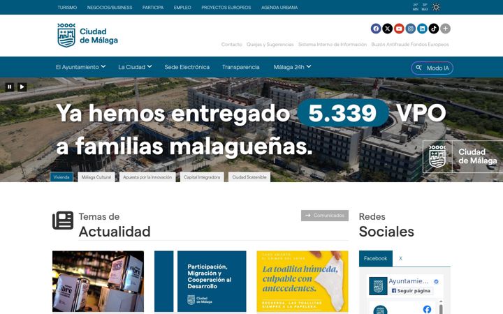Skærmbillede af malaga.eu