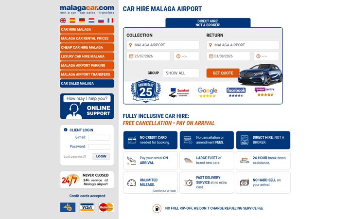 Screenshot of malagacar.com