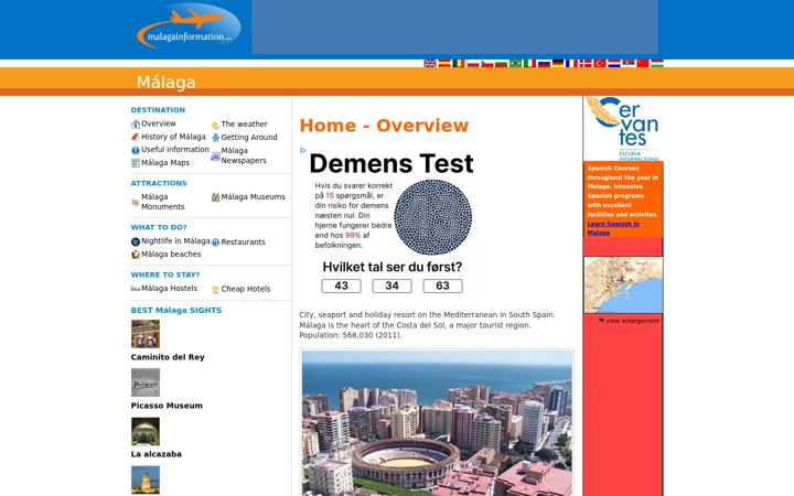Screenshot of malagainformation.com