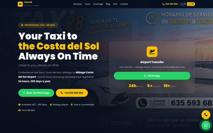 Screenshot of malagataxiairport.com