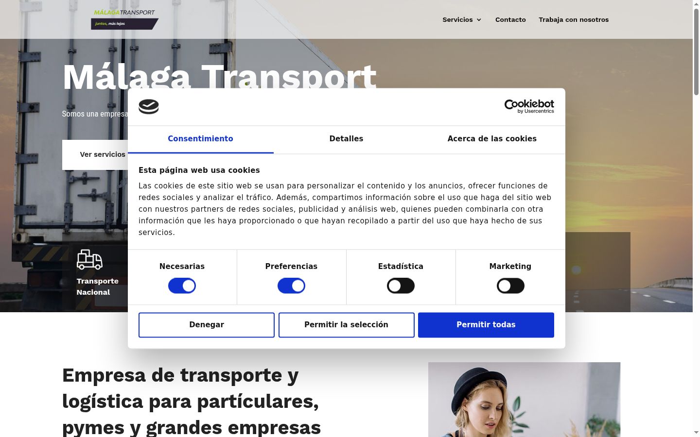 Screenshot del banner di consenso mostrato prima di qualsiasi interazione