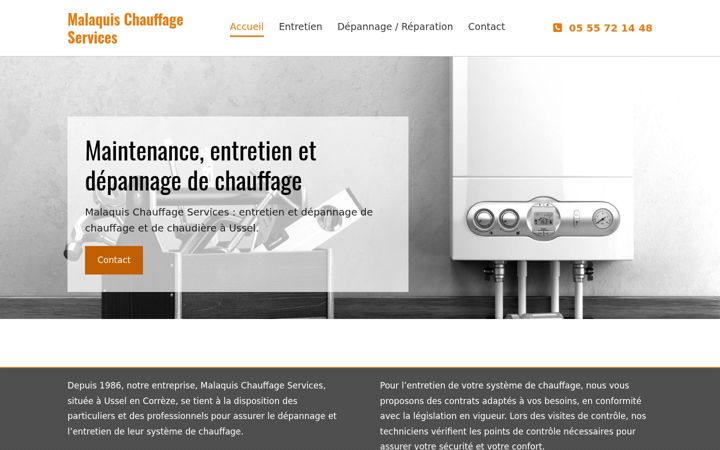 Screenshot of malaquis-chauffage-services.com