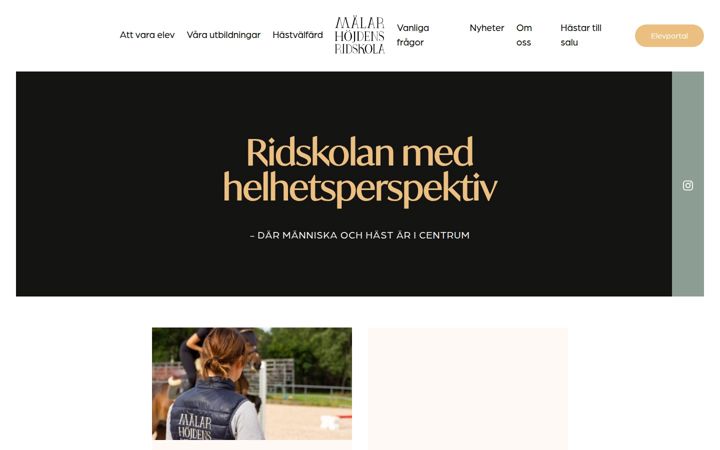 Skjermbilde av malarhojdensridskola.se