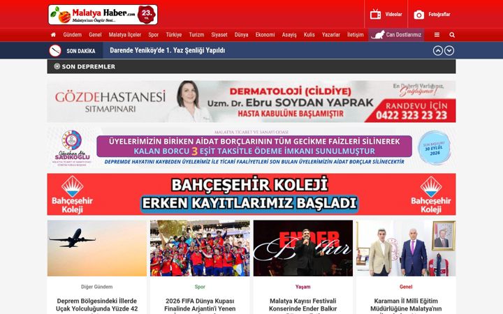 Screenshot of malatyahaber.com