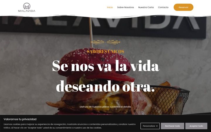 Screenshot of malavidarestaurante.com