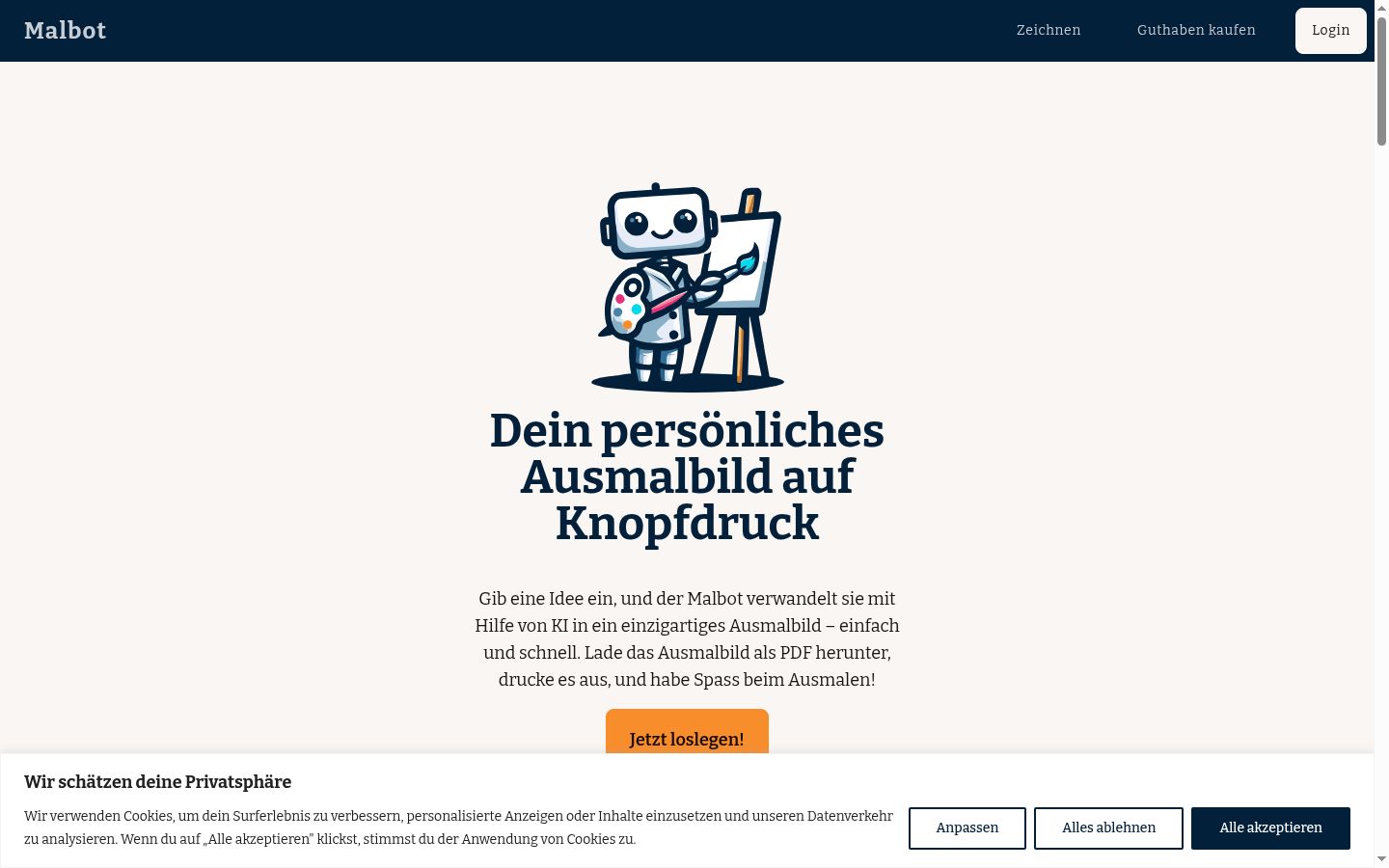 Screenshot des Einwilligungsbanners vor jeglicher Interaktion