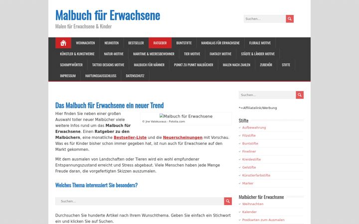 Screenshot of malbuch-erwachsene.net