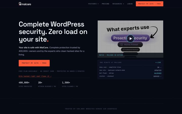 Screenshot of malcare.com