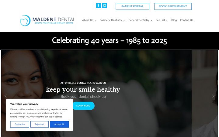 Screenshot of maldent.co.uk