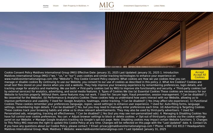 Screenshot of maldivesinternationalgroup.com