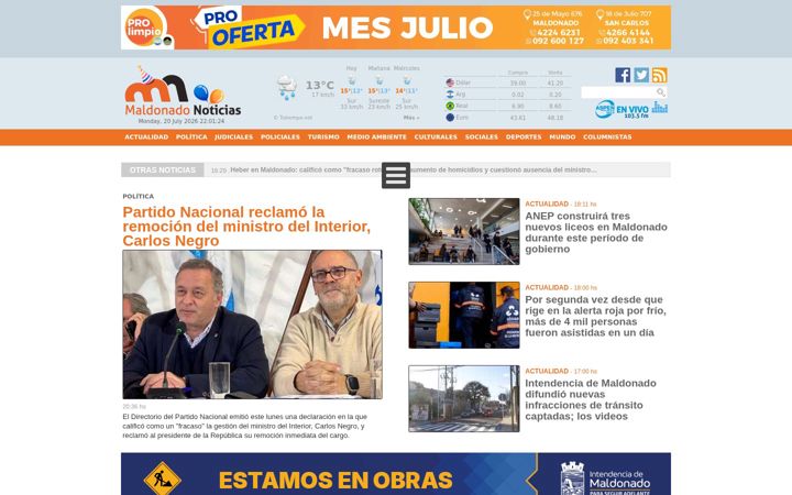 Screenshot of maldonadonoticias.com