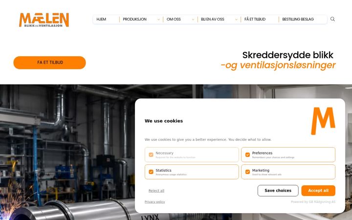 Screenshot of malenbv.no