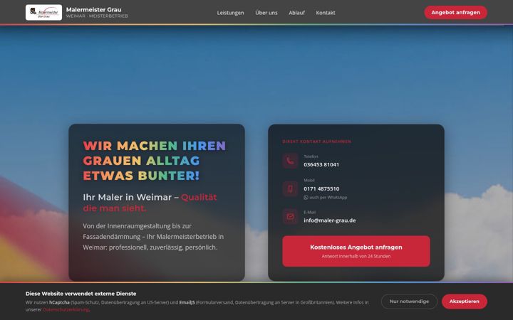 Kuvakaappaus sivustosta maler-grau.de