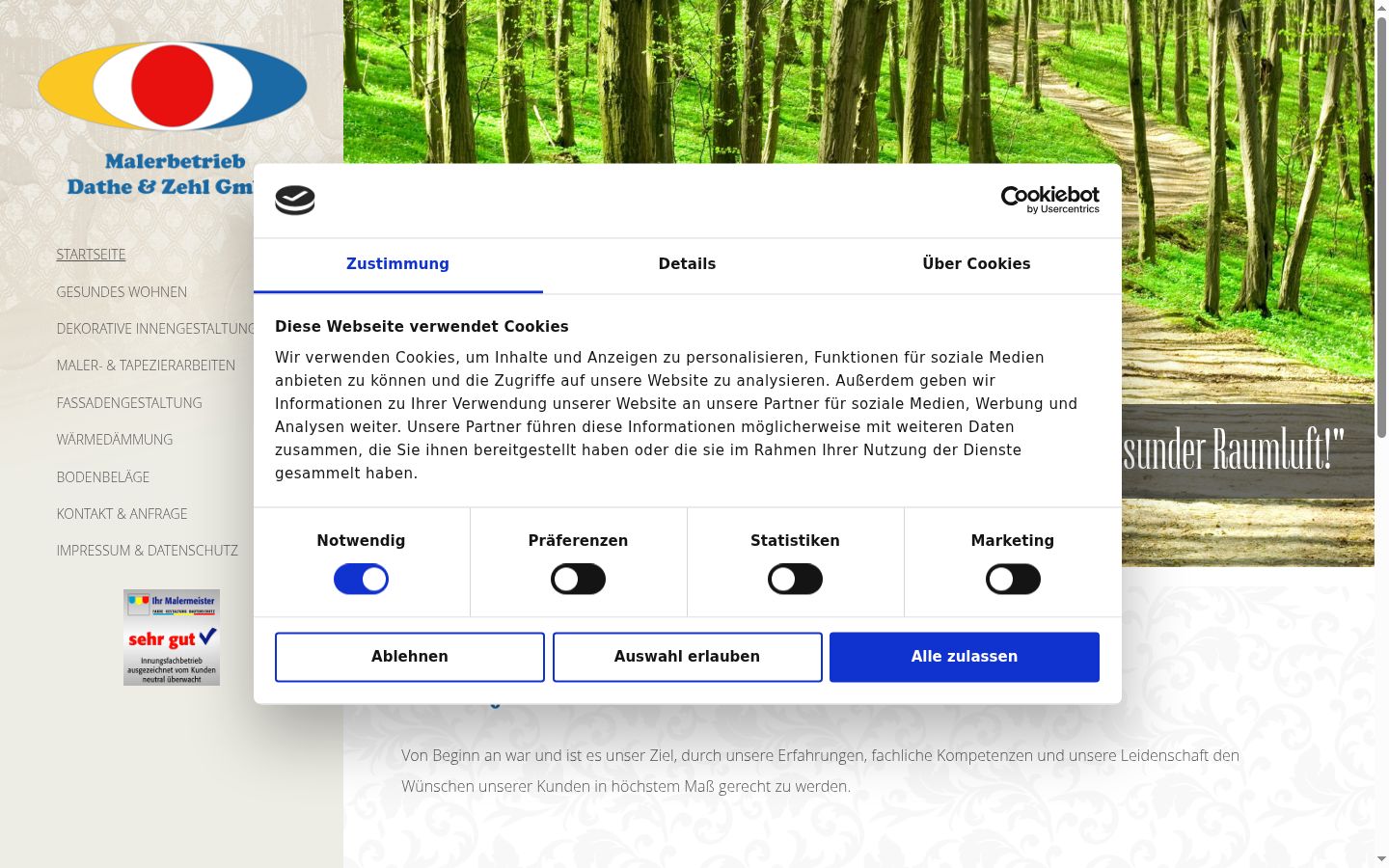 Ekrānuzņēmums ar piekrišanas baneri, kas tika rādīts pirms jebkādas mijiedarbības