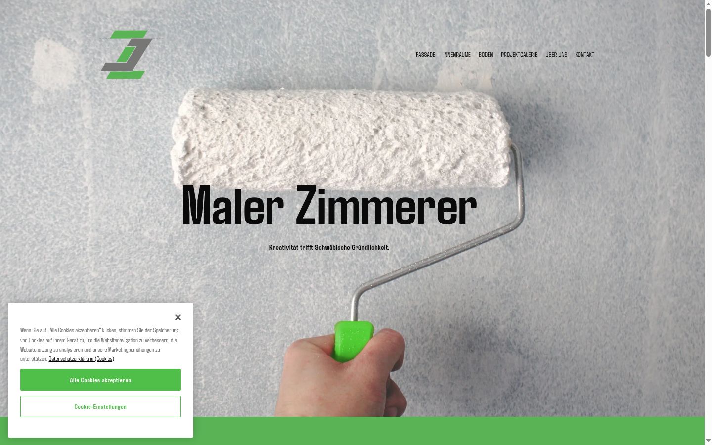 Screenshot des Einwilligungsbanners vor jeglicher Interaktion