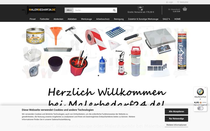 Screenshot of malerbedarf24.de