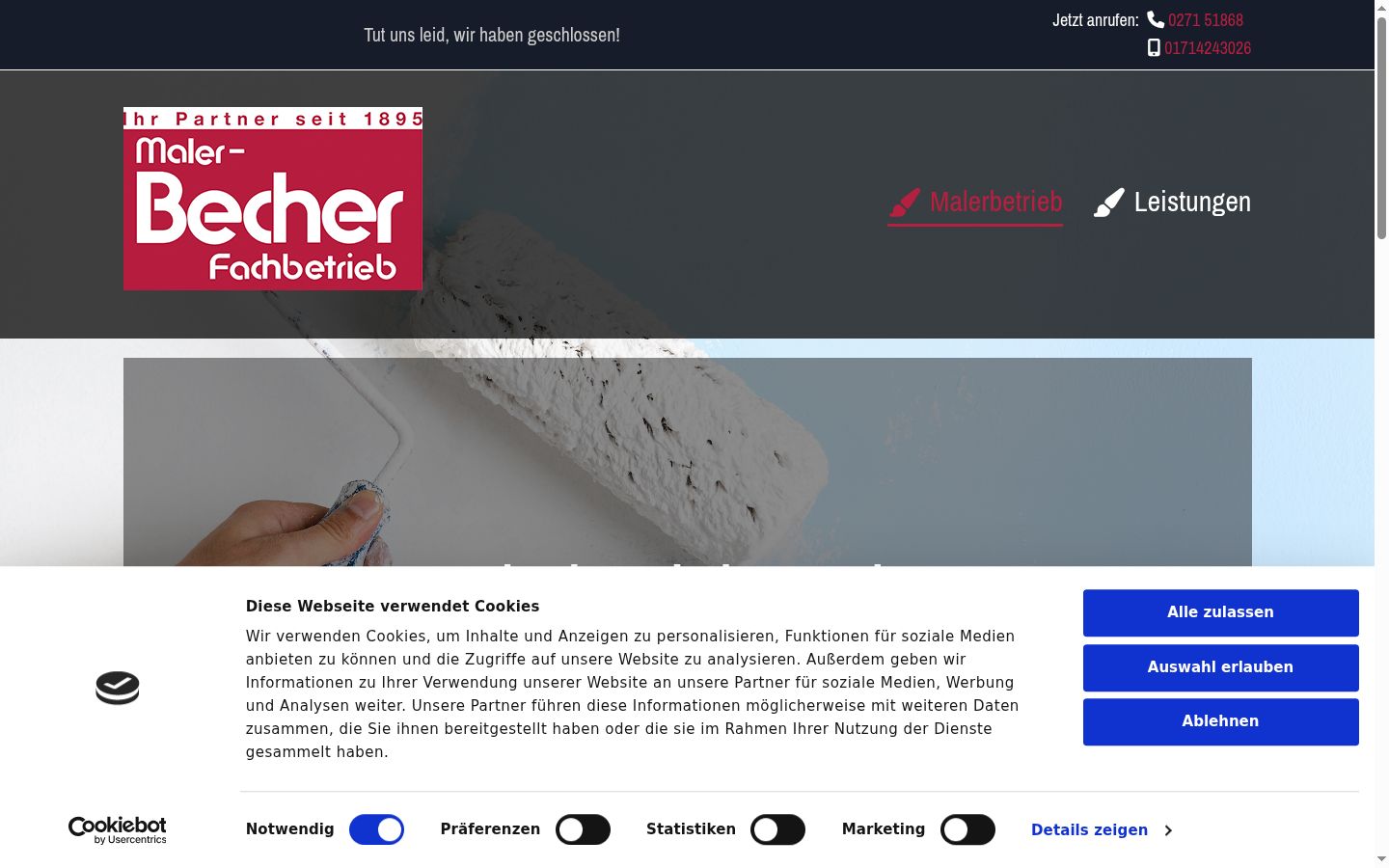Screenshot of the consent banner shown before any interaction
