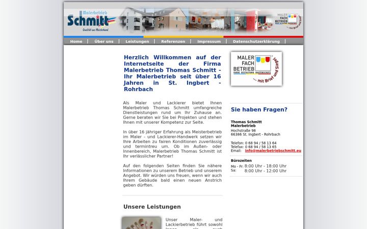 Screenshot of malerbetriebschmitt.eu