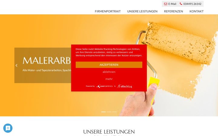 Screenshot of malereibetrieb-gmbh-hemmann.de