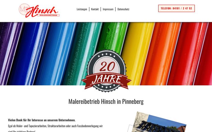 Screenshot of malereibetrieb-hinsch.de