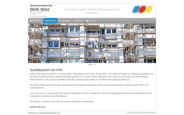 Screenshot of malerfachbetrieb-dirk-sinz.de