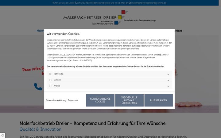 Screenshot of malerfachbetrieb-dreier.de
