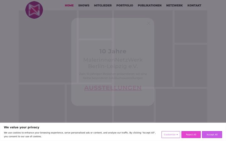 Screenshot of malerinnennetzwerk.com