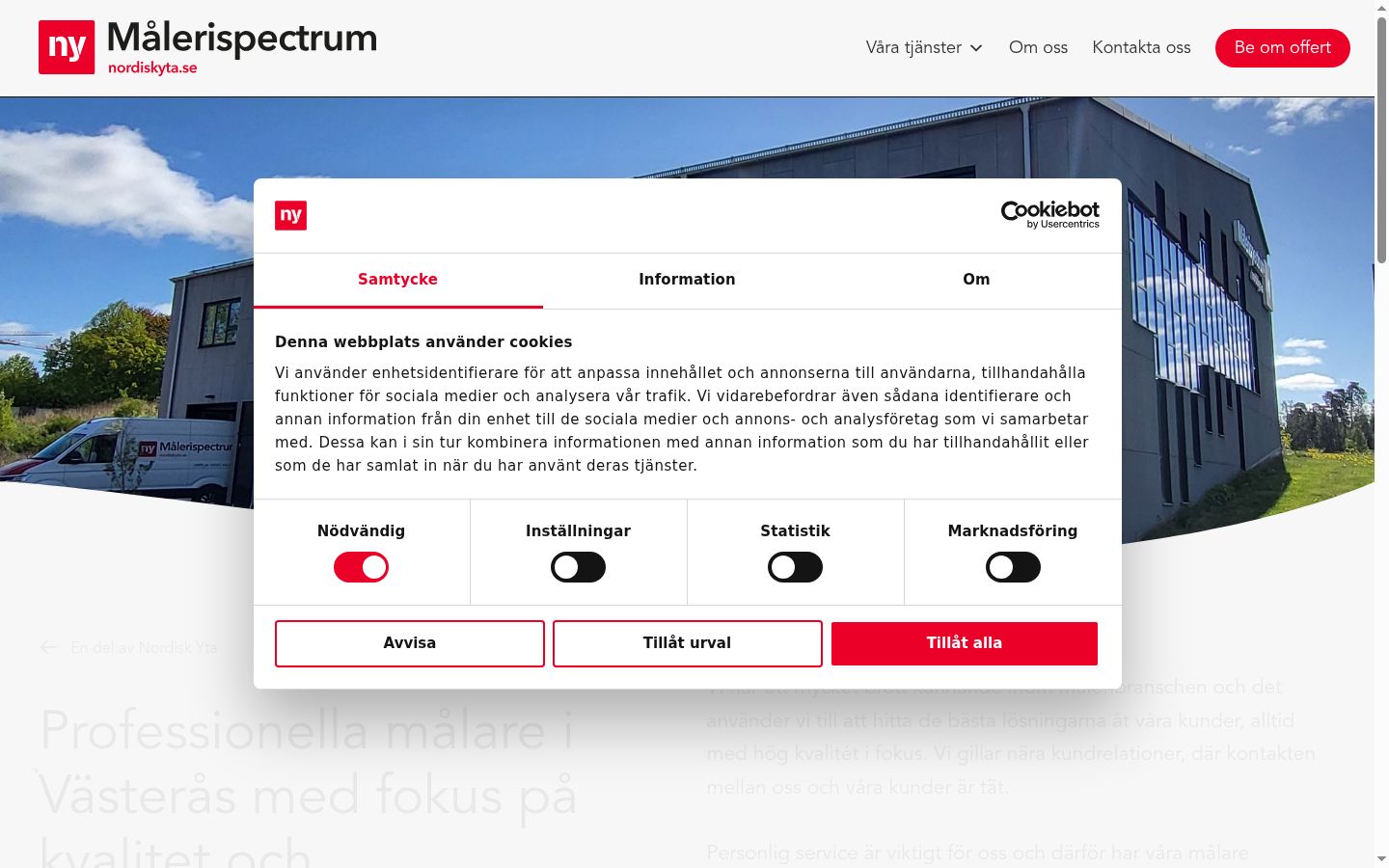Screenshot del banner di consenso mostrato prima di qualsiasi interazione