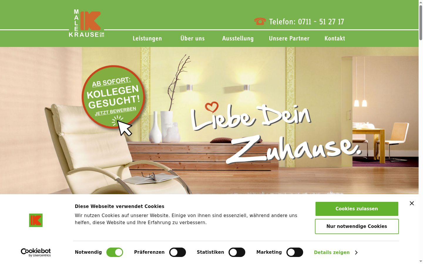 Screenshot des Einwilligungsbanners vor jeglicher Interaktion