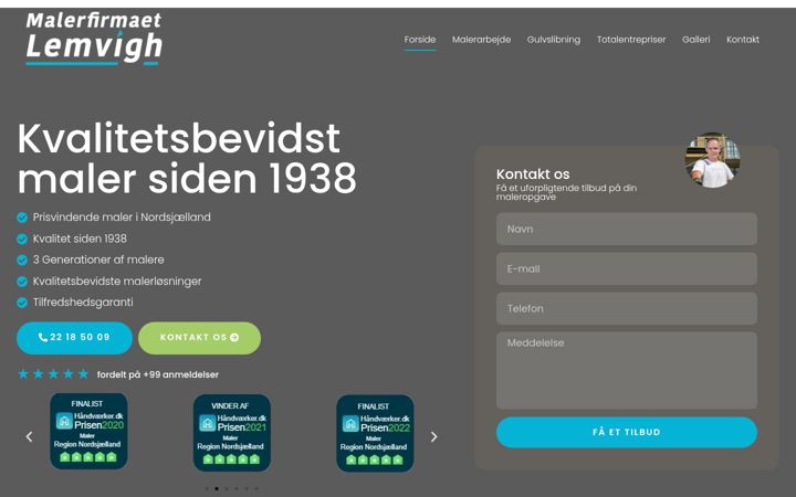 Screenshot of malerlemvigh.dk