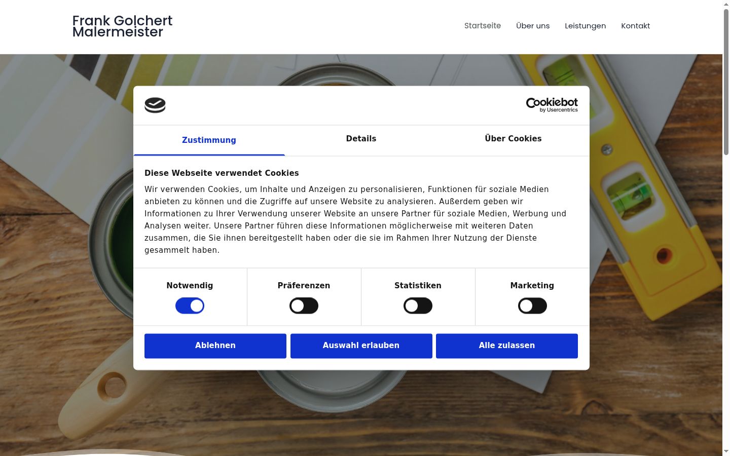 Screenshot del banner di consenso mostrato prima di qualsiasi interazione