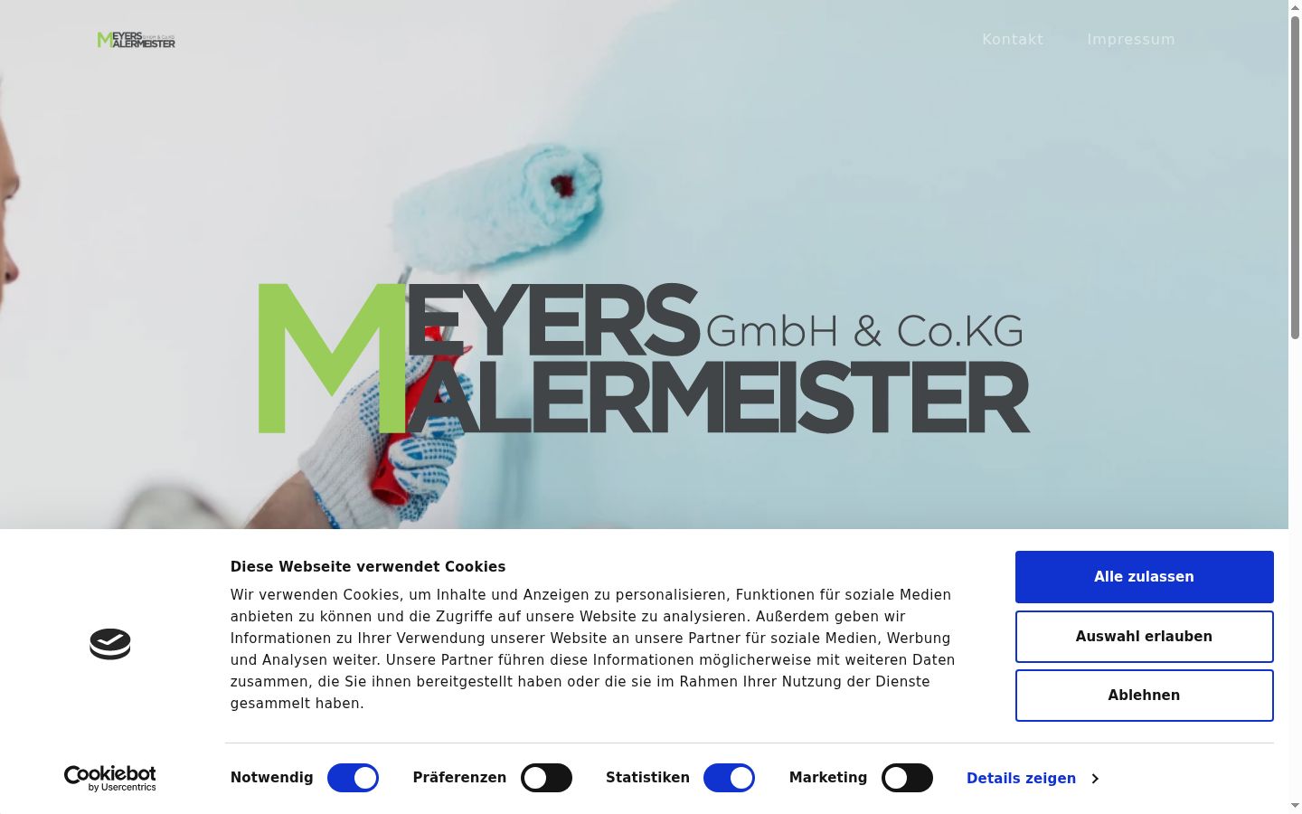 Screenshot del banner di consenso mostrato prima di qualsiasi interazione