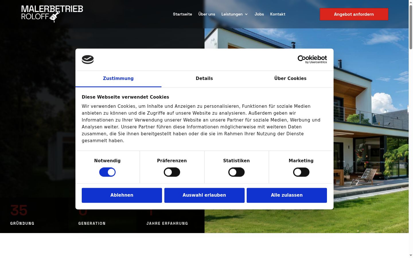 Screenshot tal-banner tal-kunsens muri qabel kwalunkwe interazzjoni