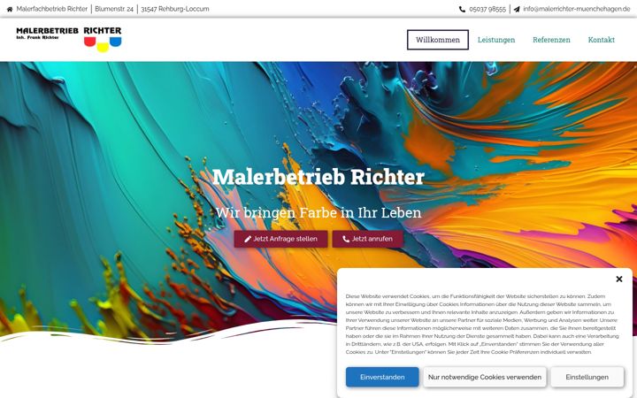 Screenshot of malerrichter-muenchehagen.de