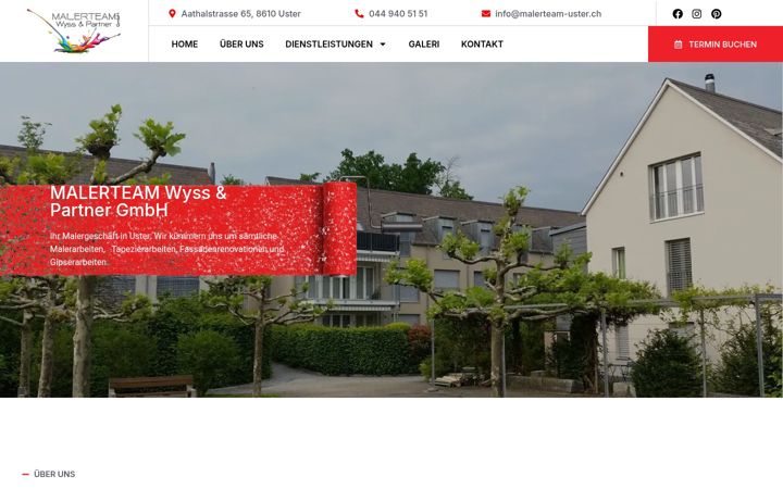 Snímek obrazovky malerteam-uster.ch