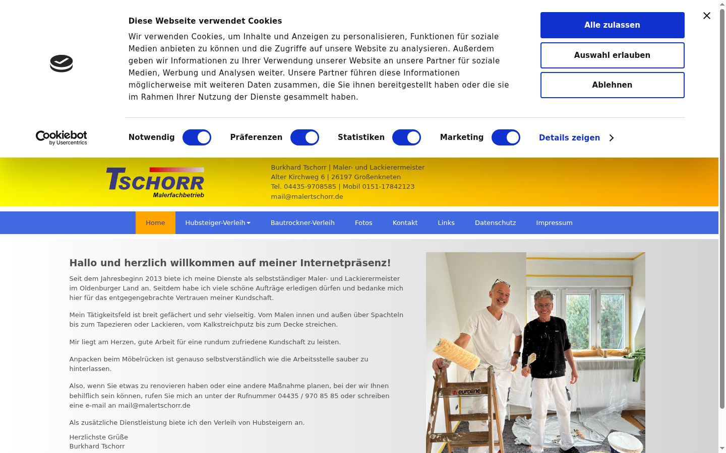Screenshot des Einwilligungsbanners vor jeglicher Interaktion