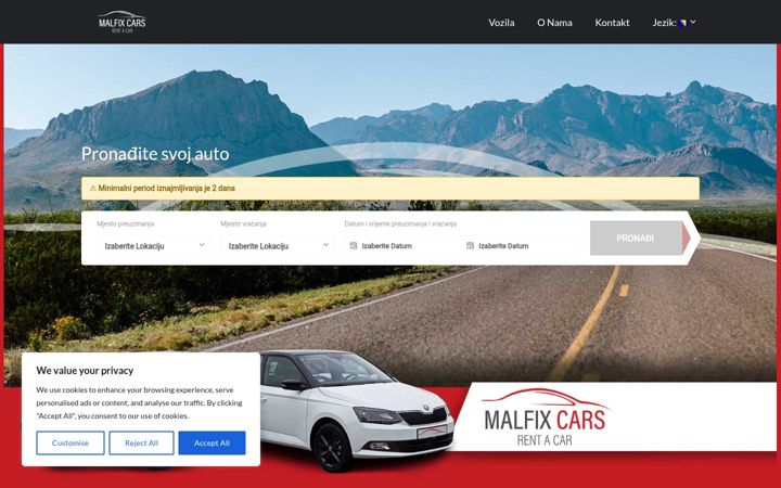 Screenshot of malfix-cars.com