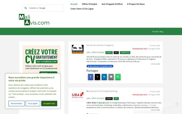 Screenshot of maliavis.com
