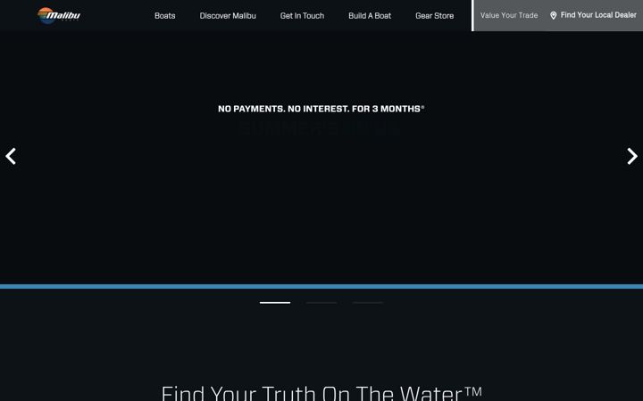 Screenshot of malibuboats.com