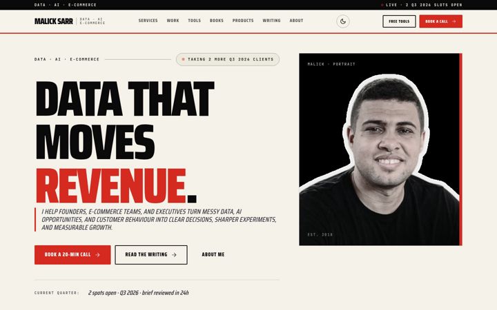 Screenshot of malicksarr.com