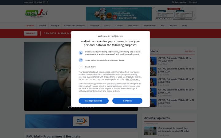 Screenshot of malijet.com