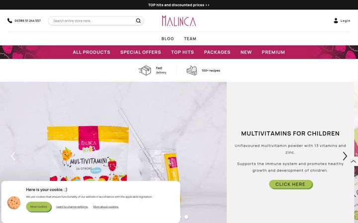 Screenshot of malinca.eu