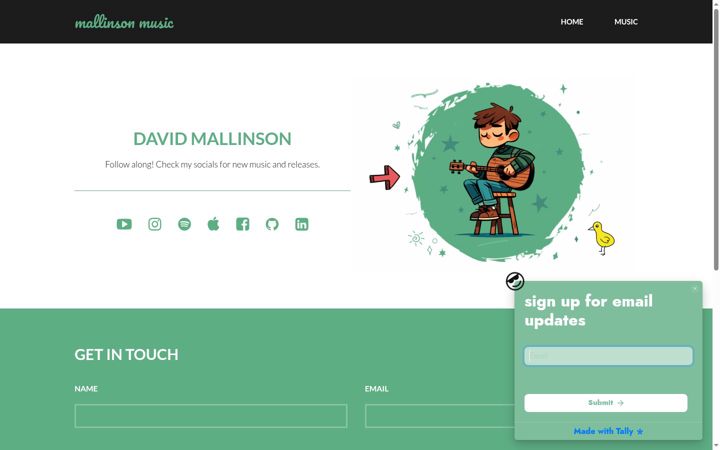 Screenshot of mallinsonmusic.com