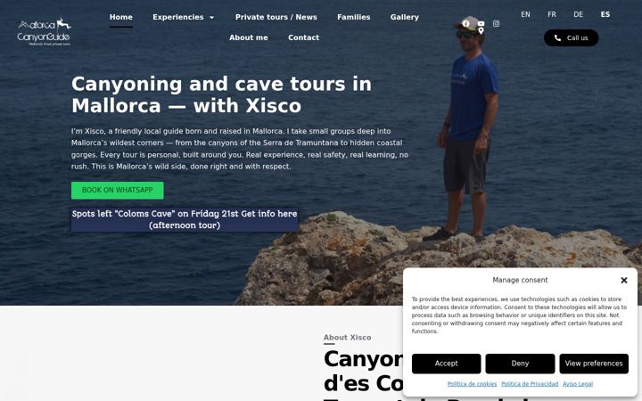 Screenshot of mallorcacanyonguide.es