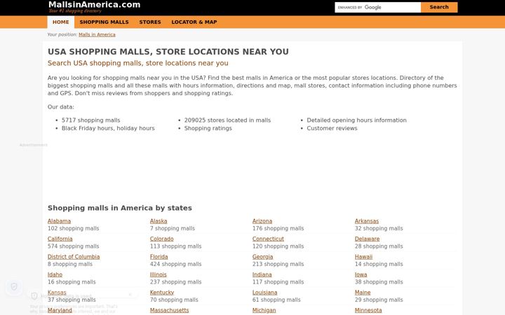 Screenshot of mallsinamerica.com